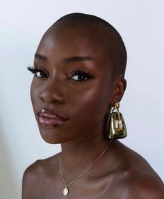 Shave Head, Marni Earrings, Brown Skin Girl, Simple Makeup Looks, Beauty Influencer, Fancy Hairstyles