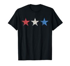 three stars with red, white and blue colors on black t - shirt for men