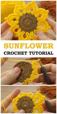 the sunflower crochet pattern is being worked on