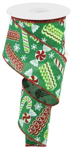 Ribbon Candy Christmas Wired Ribbon : Emerald Green Red - 2.5 Inches x 10 Yards (30 Feet) Candy Ribbon, Christmas Wired Ribbon, Ribbon Candy, Candy Christmas, Wreath Supplies, Ribbon Wreath, Crafts Christmas, Wreath Christmas, Green Ribbon