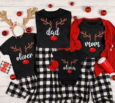 "Matching Christmas Family Shirts, Cute Custom Name Reindeer Graphic Tees for Family, Funny Customizable Family Christmas Crewneck Shirts * HOW TO ORDER  *   ✺ Please, check and review all photos.  ✺ Choose your t-shirt size and color. Size chart is in picturesIf there is no color choice, color will be      as per color in main picture.  ✺  Click add to cart. You can go back to add more product ✺ At personalization enter name. ( Please Double-check for accuracy, this will be copied exactly as written. ✺  Click \"Proceed to check out\" * S I Z I N G * ✺ Sizing is unisex  ✺ For adults, size runs like men's, though not overly large. Most women find their typical size works best, since they are meant to fit a touch loose and go up 1 or 2 sizes if you want the oversized look. ✺ Size guide and f Rudolph Christmas Shirts For Family, Family Matching Holiday T-shirt With Letter Print, Christmas Shirts Raindeer For Family, Holiday Family Matching Graphic T-shirt, Family Matching Long Sleeve Christmas T-shirt, Family Matching Christmas T-shirt With Graphic Print, Little Sister Gifts, Group Shirts, Make Her Smile