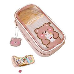 Cute Brown Bear Pencil Case, Aesthetic Pencil Pouch, Kawaii School Supplies Makeup Bag For Girl Women Adult Size: 8.54" x 4.52" x 2.36". Rectangular Portable Stationery For Students, Portable Rectangular Stationery For Students, Rectangular Cosmetic Bag For Students, Back To School, Trendy Rectangular Stationery For Students, Portable Rectangular Pencil Case For Study, Trendy Rectangular Pencil Case For Daily Use, Student Cosmetic Bag For Back To School, Portable Rectangular Stationery Case For Students, Student Rectangular Pencil Case With Zipper