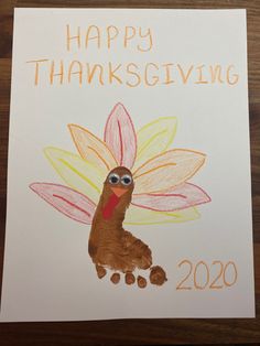 a handmade thanksgiving card with a turkey on it