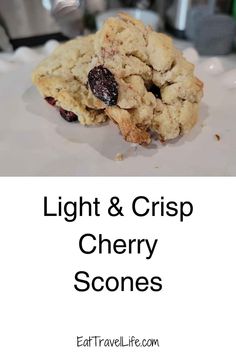 plate of cherry scones Cherry Brunch Recipes, Cherry Scone, Fresh Cherry Scones Recipe, Cherry Almond Scones Recipe, Scones With Dried Cherries, Cherry Scones, Cherry Muffins, Homemade Scones, Winter Desserts