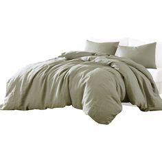 Edge 4 Piece King Size Duvet Comforter Set, Washed Linen, Sage Green By Casagear Home Duvet Comforter Sets, Twin Size Comforter, Queen Size Comforter Sets, Queen Size Comforter, King Size Comforters, Twin Comforter Sets, King Size Duvet, Twin Comforter, King Comforter Sets