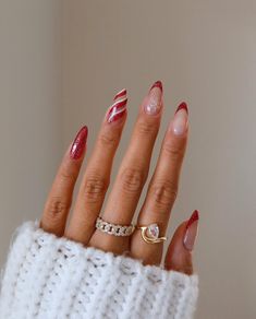 Candy Cane Nails, Heart Nail Designs, Christmas Nails Easy