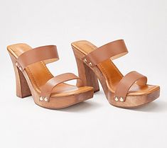 Stand tall in these wooden platform heels. Team them with a pair of flare jeans and give a nod to vintage 70s style. From Schutz. Orange High Heels, Boho Heels, Wooden Heels, White Leather Sandals, Lace Up Espadrilles, Ankle Strap Sandals Heels, Leather Gladiator Sandals, Snakeskin Heels, Leather Sandals Flat