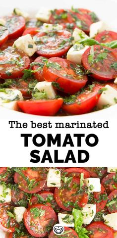 the best marinated tomato salad with mozzarella and basil