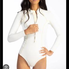 White Waihana Wetsuit - Never Worn Handcrafted In The Us Size Xs Free Shipping White Stretch Surfing Bodysuit, White Long Sleeve Bodysuit For Poolside, White Long Sleeve Surfing Bodysuit, Rashguard Swimsuit Women, Nike Swimsuit, Lycra Shorts, Wet Suit, Rashguard Swimsuit, Vintage Swim