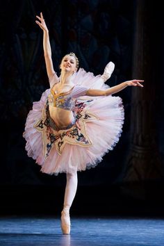 a ballerina wearing a pink tutu and ballet shoes