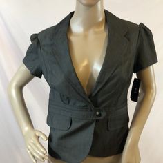 Macy’s Bcx Brown Blazer Size Medium Nwt Trendy Fitted Cotton Blazer, Fitted Gray Tops With Pockets, Gray Fitted Tops With Pockets, Casual Short Sleeve Fall Blazer, Casual Short Sleeve Blazer For Fall, Fitted Short Sleeve Fall Blazer, Fitted Gray Outerwear, Fitted Short Sleeve Blazer For Fall, Fitted Tops With Pockets For Spring