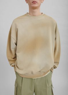 Hart Tie Dye Sweatshirt - Beige – The Frankie Shop Beige Relaxed Fit Crew Top, Casual Beige Crew Neck Top, Beige Crew Neck Cotton Top, Beige Cotton Crew Neck Tops, Spring Washed Crew Sweatshirt, Oversized Beige Cotton Sweatshirt, Beige Cotton Tops With Ribbed Cuffs, Beige Cotton Top With Ribbed Cuffs, Spring Cotton Sweater With Drop Shoulder