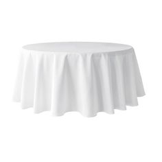 a white table cloth on top of a round table