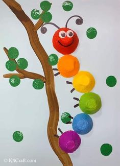 the very hungry caterpillar craft is made with paper plates and crayons