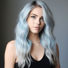 Woman with Sky Blue with Silver Tips Hair Silver Tips Hair, Trending Hair Colors, Summer Skin Tone, Darling Charming, Rose Gold Highlights, Moon Hair, Party Makeup Looks, Trending Hair, Color Safe Shampoo