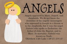 an angel with the words angels appear to mary joseph and shepherds we do not know the identities of the angel