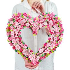 PRICES MAY VARY. CHERRY BLOSSOM HEART WREATH unfolds for a realistic artifical spring wreath that looks beautiful over your mantel, as compliment to your spring tablescape when placed around a candle, or as a paper photo backdrop or hostess gift. A unique way to send a thoughtful card or decorate your home. EVERYDAY & SPRING INDOOR DECOR measures 15 inches in diameter! Our realistic pop up wreath includes a blank notecard for your custom card message, and an envelope ready to mail flat anywhere Heart Wreath Paper, Forever Flower Bouquets, Sakura Petals, Flower Party Decorations, Joy Wreath, Elegant Doors, Pink Sakura, Heart Shaped Wreaths, Indoor Wreath