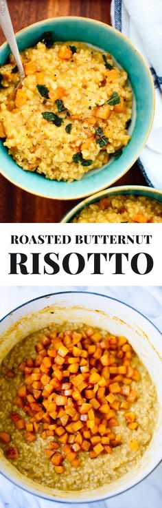 roasted butternut risotto with carrots in a bowl