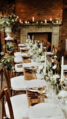 a long table is set up with place settings