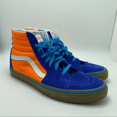 Worn And Has A Couple Small Mark Flaws But Still Good Condition Very Rare 1 Of Only 50 Pairs Made For The Band “Silversun Pickups” Friends And Family Only Size 13 No Shoe Box Silversun Pickups, Vans Blue, Sk8 Hi, Mens Vans, High Top Shoes, Vans Shoes, Shoe Box, Top Shoes, Mens Shoes Sneakers