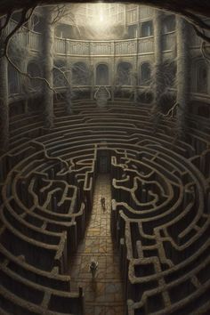 an artist's rendering of a maze in the middle of a building