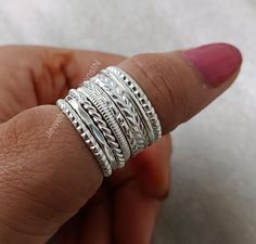 Stacking rings, stackable rings, stack rings, set of 8 ring, Sterling silver bands, Silver band rings, Ring stacks, Silver stackable rings. Metal:  Sterling Silver Ring Style : Stacking Ring Ring Size : 3- 15 US Weight : 5-10 Gm Approx Ring Size: All Size Available : Our Goal is 100% Customer Satisfaction :- -: We use Pure Copper Jewelry -: All Products Description are 100% Exact:- All Our Jewelry Is 925 Stamped. Our products are totally handmade and made with high-quality gemstones and sterling silver. FAST, FREE SHIPPING AND HANDLING TIME Handling Time: We take handling time of 3-5 Business Day from the date of receipt of the payment after receiving cleared payment. Shipping Services: The shipping company takes 7-14 business days to deliver the product to the US. 11-21 days for Internati Cheap Sterling Silver Stackable Rings, Cheap Stackable Sterling Silver Midi Rings, Cheap White Sterling Silver Stackable Rings, Cheap Nickel-free Sterling Silver Stackable Rings, Cheap Nickel Free Sterling Silver Stackable Rings, Cheap Classic Silver Stackable Rings, Silver Band Rings, Silver Stackable Rings, Rings Stack