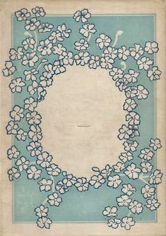 a blue and white rug with flowers in the center on it's border is shown