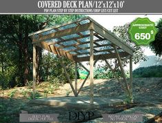 an advertisement for a covered deck plan with instructions on how to build the pergolan