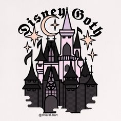 an image of a castle with stars and the word disney world on it's side