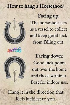 a poem written in black and white with the words how to hang a horse shoe