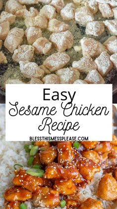 easy sesame chicken recipe with rice and green onions