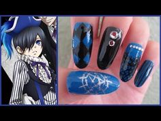 Gold Nail Polish Designs, Gold Holiday Nails, Anime Nail Art, Black Butler Ciel, Nail Color Trends