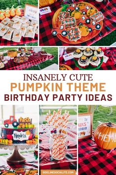 pumpkin themed birthday party with lots of treats