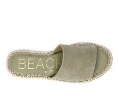 Vegan Synthetic upper, Slip on for easy entry,2\ heel, Open square toe, Lightly padded footbed, Man made outsole | Women's Beach by Matisse Skylar Wedge Sandals in Khaki Size 10 Beach Platform Slide Wedge Sandals, Synthetic Wedge Sandals For Beach, Vacation Cushioned Slide Wedge Sandals, Wedge Heel Slides For Summer Vacation, Vacation Open Toe Espadrilles With Branded Insole, Summer Vacation Wedge Heel Slides, Summer Vacation Slides With Wedge Heel, Beach Wedge Heel Slides With Removable Insole, Vacation Wedge Heel Slides In Synthetic Material