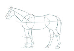 a drawing of a horse standing on one leg