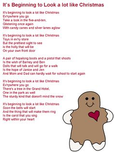 a christmas poem with an image of a ginger holding a heart in it's hand