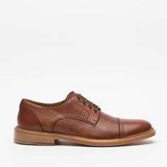 Rome Shoe Brown Side Business Oxfords With Textured Sole And Round Toe, Business Oxfords With Textured Sole, Timeless Goodyear Welted Lace-up Shoes With Round Toe, Wingtip Leather Shoes For Derby In Fall, Leather Wingtip Oxfords For Fall, Fall Derby Wingtip Leather Shoes, Goodyear Welted Calf Leather Lace-up Shoes, Timeless Leather Shoes With Plain Toe And Leather Footbed, Brown Calf Leather Lace-up Shoes With Textured Sole