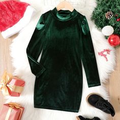 * Mock Neck & Puff-sleeve
* Soft and comfy
* Material: 95% Polyester, 5% Spandex
* Machine wash, tumble dry
* Imported Crushed Velvet Dress Baby, Sleeved Velvet Dress, Dresses Kids Girl, Made In China, Sleeve Designs, Velvet Dress, Dress Fabric, Kids Dress, Mock Neck