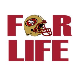 a football helmet with the words for life written in red and gold on it's side