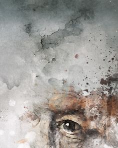 an abstract painting of a man's face and eyes