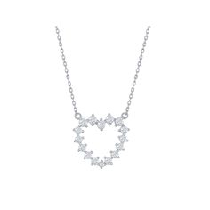 This beautiful sterling silver and cubic zirconia heart pendant necklace is the perfect piece for any occasion or event. This beautiful sterling silver and cubic zirconia heart pendant necklace is the perfect piece for any occasion or event.Click on this JEWELRY & WATCHES GUIDE to learn about fit, styles, materials and more! Chain length: 18 in. with 2-in. extender Chain type: cable Metal: sterling silver Plating: rhodium Finish: polished Packaging: boxedSTONE DETAILS Stone type: cubic zirconia Heart Pendant Necklace, Chain Lengths, Chain Length, Heart Pendant, Cubic Zirconia, Jewelry Watches, Silver Necklace, Cable, Plating