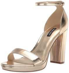 PRICES MAY VARY. Classy and essential, the Elope high heel sandal will be a go to shoe for all events. This sky-high stiletto heel sandal features a toe strap and adjustable ankle strap. Open Toe Buckle Closure Gold Platform Heels, Gold Platforms, Party Heels, Gold Shoes, Heeled Sandal, Gold Heels, Heel Sandal, Synthetic Rubber, Sky High