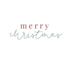 the word merry christmas written in green and red ink on a white background with a handwritten