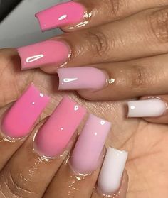 Pink Nail Designs Square Short, Birthday Nails Square Medium Pink, Simple Design Acrylic Nails, Birthday Nail Set Ideas Pink, Pink Nail Inspo Square, One Colour Acrylic Nails, Pink Short Nails Ideas, Different Shades Of Pink Nails, Long Purple Nails