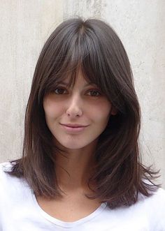 Fringe Bangs With Medium Hair Straight, Hairstyles For Medium Length Strait Hair, Mid Length Hair With French Bangs, Middle Hair With Bangs, Long Bob With Bottleneck Bangs, Shoulder Length Hair With French Bangs, Bangs With Benefits Medium Hair, Medium Length Hair With Layers And Side Bangs Long Bobs, Bob Hairstyles With Bangs Over 50