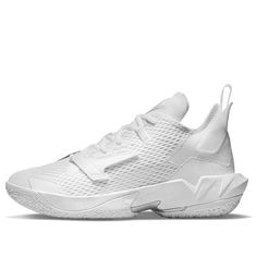 Jordan Why Not Zer0.4 PF 'White Metallic Silver' CQ4231-101 (SNKR/Men's/Low Top/Non-Slip/Basketball/Pure White/Wear-resistant) White Low-top Basketball Shoes With Breathable Mesh, White Basketball Shoes With Vented Sides, Sneakers Jordan, Puma Fierce Sneaker, Adidas Tubular Defiant, All White, Stylish Sneakers, Nike Jordan, Pure White