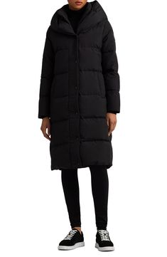 Lauren Ralph Lauren Pillow Hood Longline Down & Feather Jacket | Nordstrom Feather Jacket, Puffer Jacket Women, Cozy Chic, Down Feather, Down Coat, Comforters Cozy, Puffer Coat, Winter Wear, Quilted Jacket