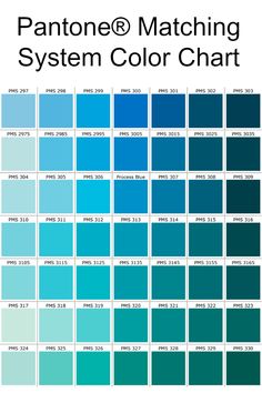 the pantone matching system color chart with blue, green and white colors on it