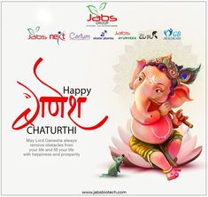 happy chaturth greeting card with lord ganesh