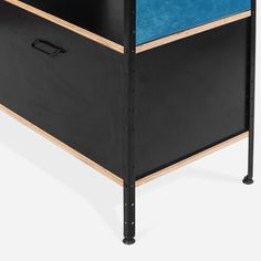 a black and blue dresser with two drawers